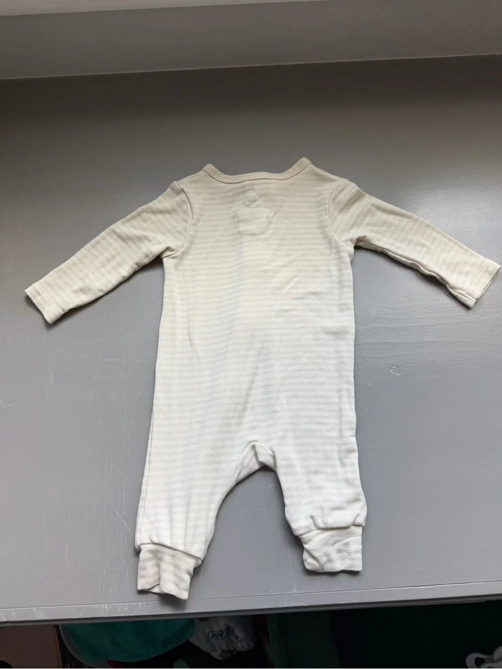 cloud island Cream Striped Zipper Footie One-Piece